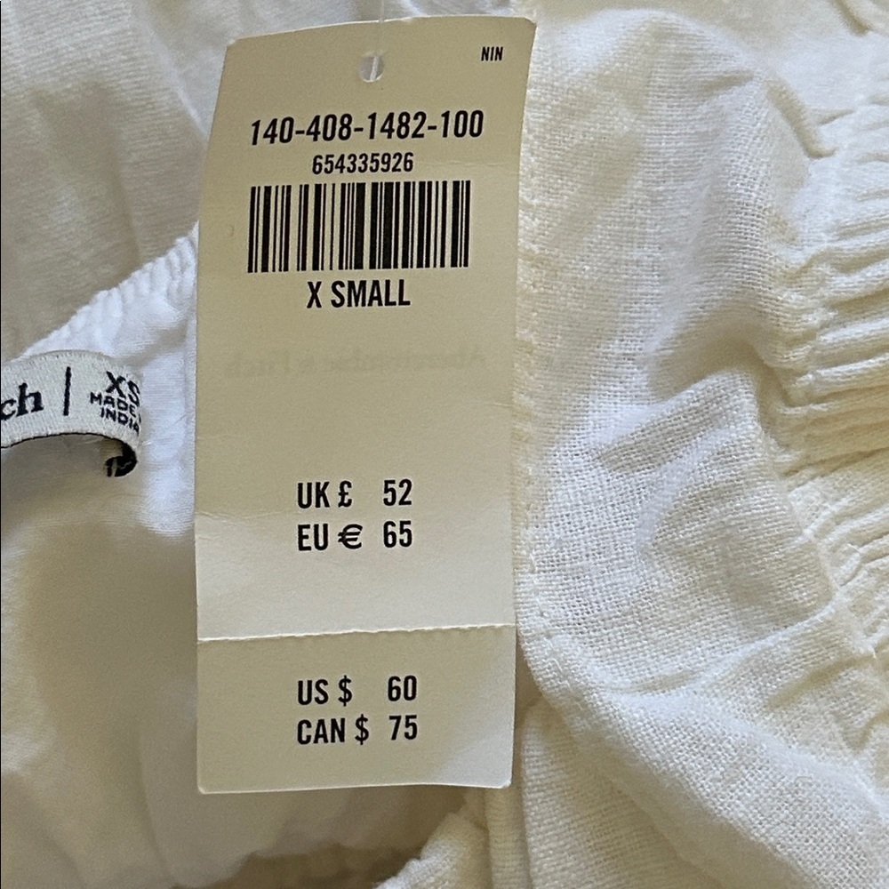 Abercrombie&Fitch Linen Blend Sleeveless Blouse Babydoll Milkmaid Ruffles FLAW - Picture 8 of 8
